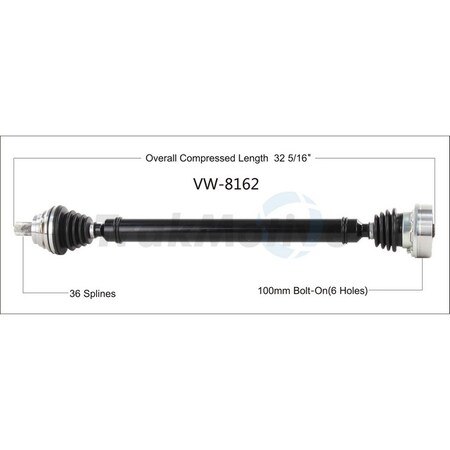 Surtrack Axle New Cv Axle Shaft, VW-8162 VW-8162